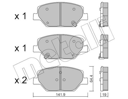 22138 METELLI with acoustic wear warning Thickness 1: 19,0mm Brake pads 22-1178-0 buy