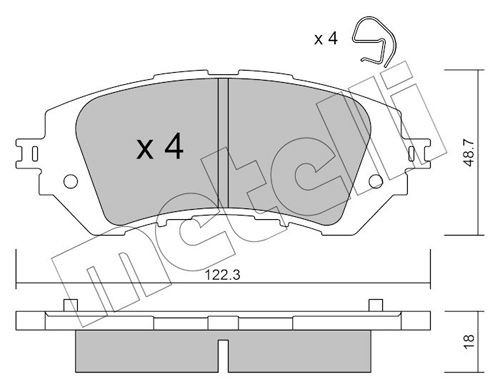 25823 METELLI with acoustic wear warning Thickness 1: 18,0mm Brake pads 22-1219-0 buy