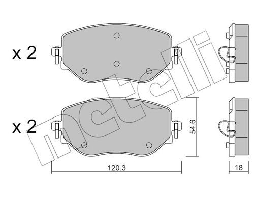 26188 METELLI excl. wear warning contact Thickness 1: 18,0mm Brake pads 22-1225-0 buy