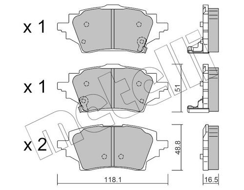 26153 METELLI with acoustic wear warning Thickness 1: 16,5mm Brake pads 22-1228-0 buy