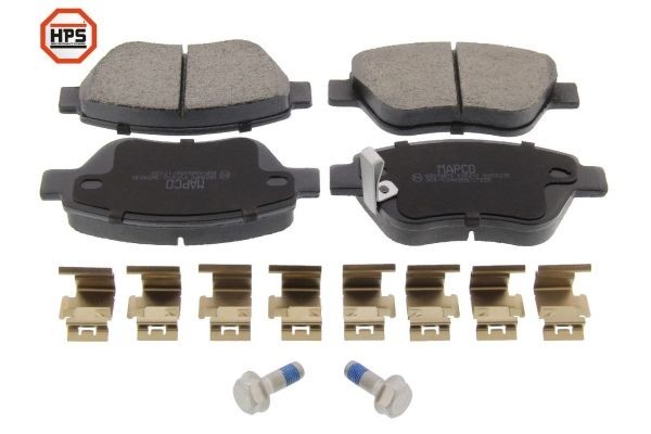 MAPCO Front Axle, with acoustic wear warning, with brake caliper screws, with accessories Height: 53,3mm, Width: 122,8mm, Thickness 1: 17,9mm, Thickness 2: 18,1mm Brake pads 6805HPS buy