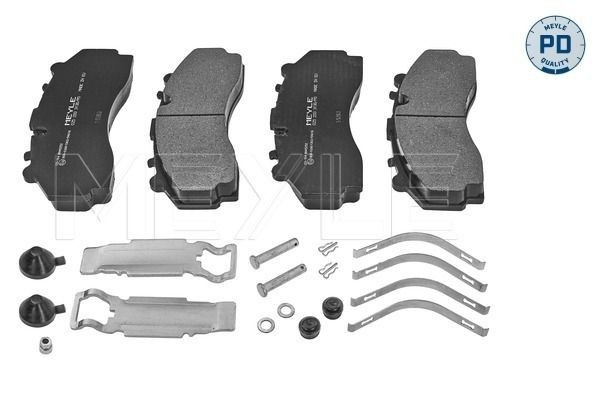 MEYLE 025 293 3130/PD Brake pad set steered trailing axle, non-steered trailing axle, Rear Axle, Front Axle, prepared for wear indicator, with accessories