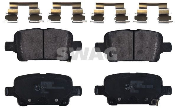 22129 SWAG Rear Axle, with acoustic wear warning, with anti-squeak plate, with fastening material Width: 46,6mm, Thickness 1: 16mm Brake pads 33 10 2611 buy