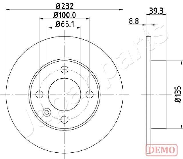 JAPANPARTS 232x9mm, 4, solid, Painted Ø: 232mm, Num. of holes: 4, Brake Disc Thickness: 9mm Brake rotor DP-0921C buy