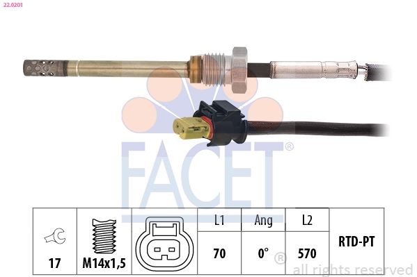 FACET 22.0201 Sensor, exhaust gas temperature