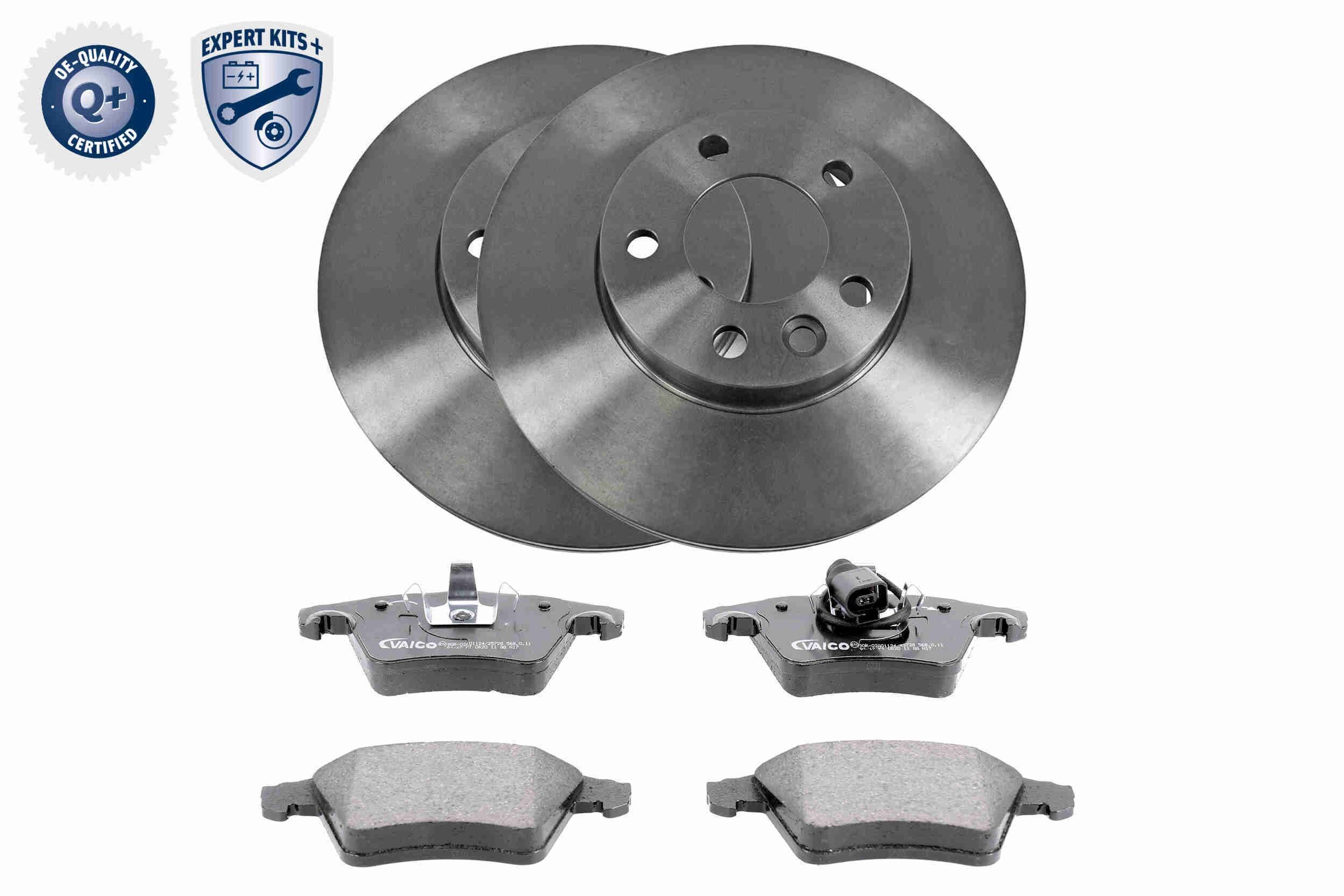 VAICO V10-6748 Brake discs and pads set Vented, with brake pads, with integrated wear warning contact