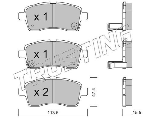 22264 TRUSTING with acoustic wear warning Thickness 1: 15,5mm Brake pads 1162.0 buy