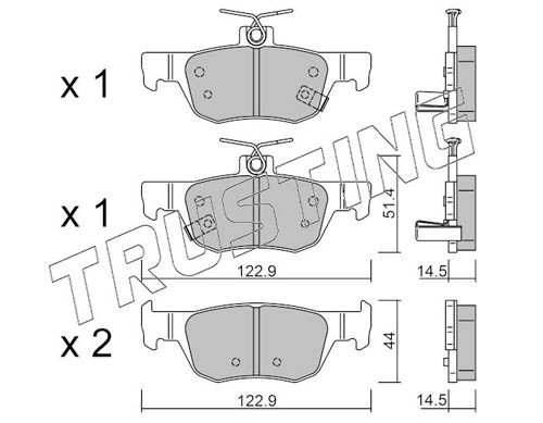 26174 TRUSTING with acoustic wear warning Thickness 1: 14,5mm Brake pads 1226.0 buy