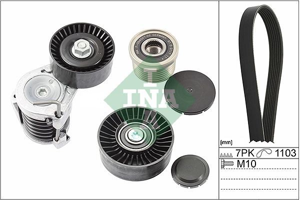 INA Pulleys: with freewheel belt pulley Length: 1103mm, Number of ribs: 7 Serpentine belt kit 529 0049 20 buy