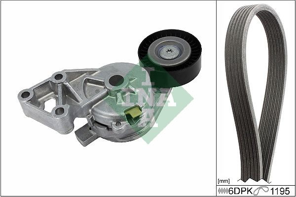 INA 529 0465 10 V-Ribbed Belt Set Check alternator freewheel clutch & replace if necessary