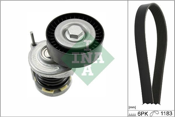 INA 529 0466 10 V-Ribbed Belt Set Check alternator freewheel clutch & replace if necessary