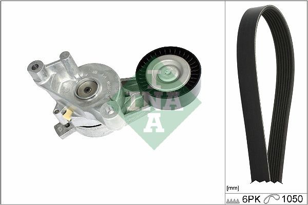 INA 529 0468 10 V-Ribbed Belt Set Check alternator freewheel clutch & replace if necessary