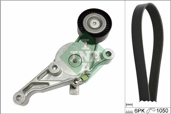 INA 529 0469 10 V-Ribbed Belt Set Check alternator freewheel clutch & replace if necessary