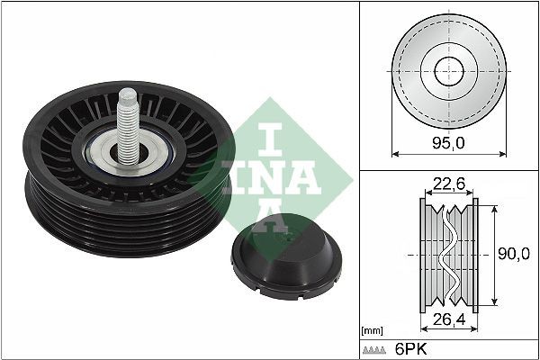 INA 532 0891 10 Deflection / guide pulley, v-ribbed belt JAGUAR F-TYPE in original quality