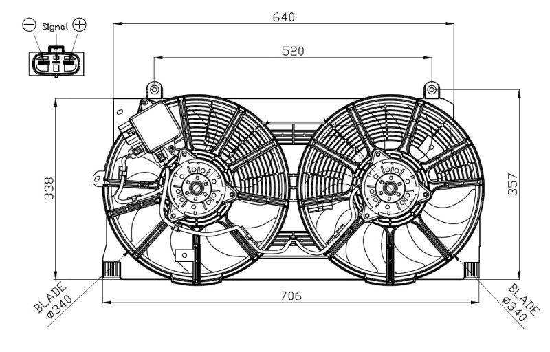 Air conditioner fan NRF 12V, with radiator fan shroud - 47943