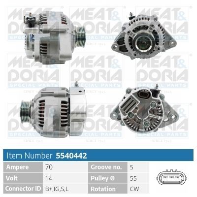 MEAT & DORIA 14V, 70A, B+,IG,S,L, Ø 55 mm Generator 5540442 buy