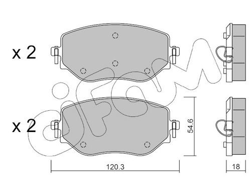 26188 CIFAM excl. wear warning contact Thickness 1: 18,0mm Brake pads 822-1225-0 buy