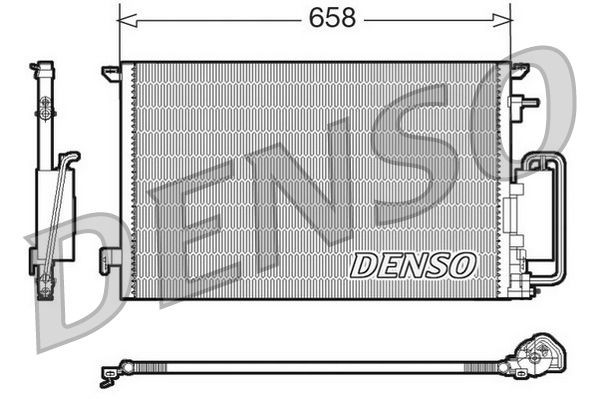 DENSO with dryer, 658x411x16, R 134a, 658mm Refrigerant: R 134a, Core Dimensions: 658x411x16 Condenser, air conditioning DCN20032 buy