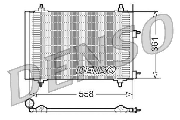 DENSO DCN21015 Air conditioning condenser with dryer, 558x361x16, R 134a, 558mm