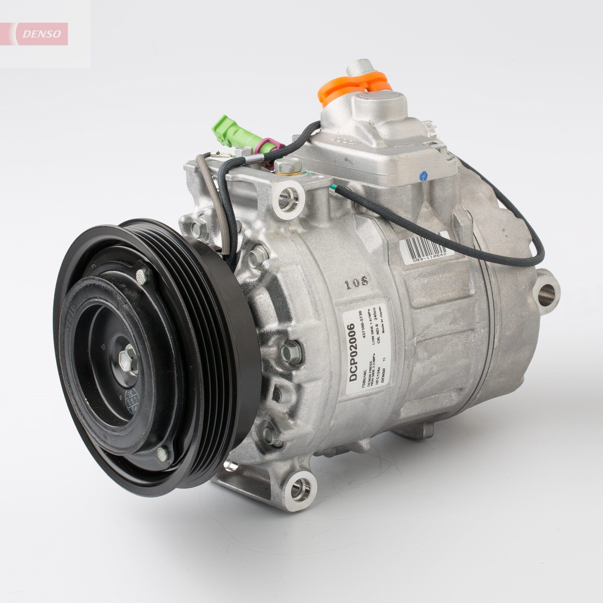 DENSO DCP02006 Compresor de aire acondicionado 7SBU16C, 12V, PAG 46, R 134 a Volkswagen de calidad originales