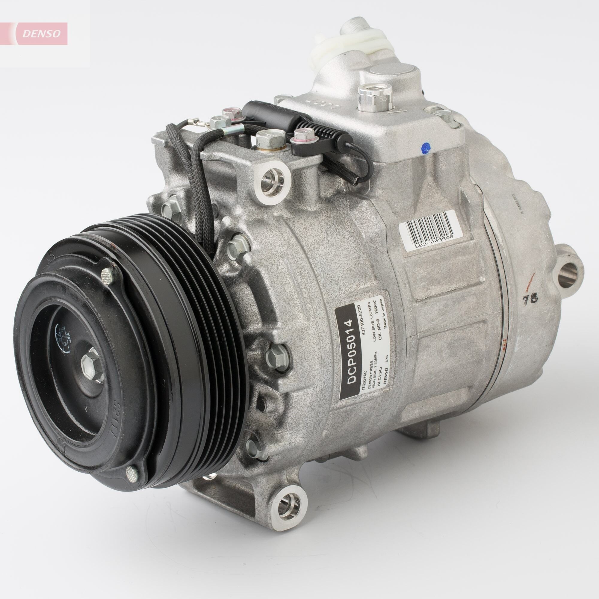DENSO DCP05014 Air conditioning compressor 7SBU16C, 12V, PAG 46, R 134a, with magnetic clutch