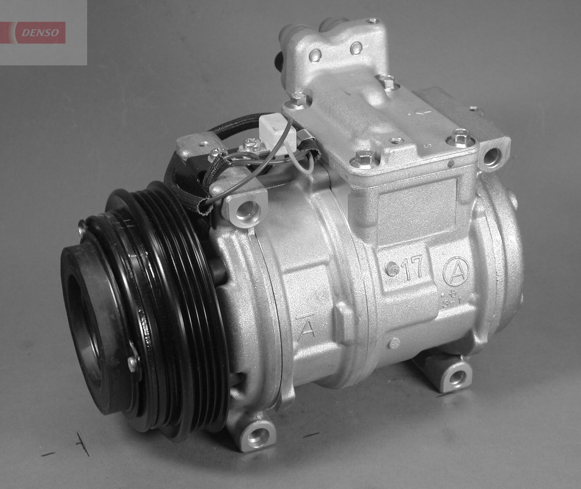 DENSO DCP12005 Air conditioning compressor 10PA17C, 12V, PAG 46, R 134a, with magnetic clutch
