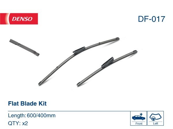 DENSO Flat DF-017 Wiper blade 600/400 mm, Beam, for left-hand drive vehicles