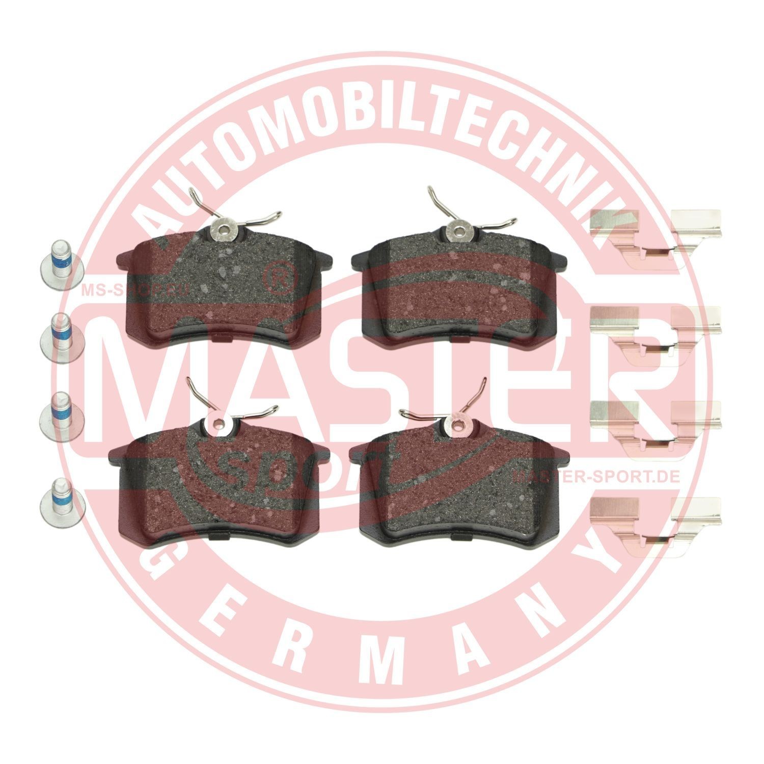 MASTER-SPORT 13046026232N-SET-MS Brake pad set Rear Axle, not prepared for wear indicator, excl. wear warning contact, with brake caliper screws, with anti-squeak plate, with accessories