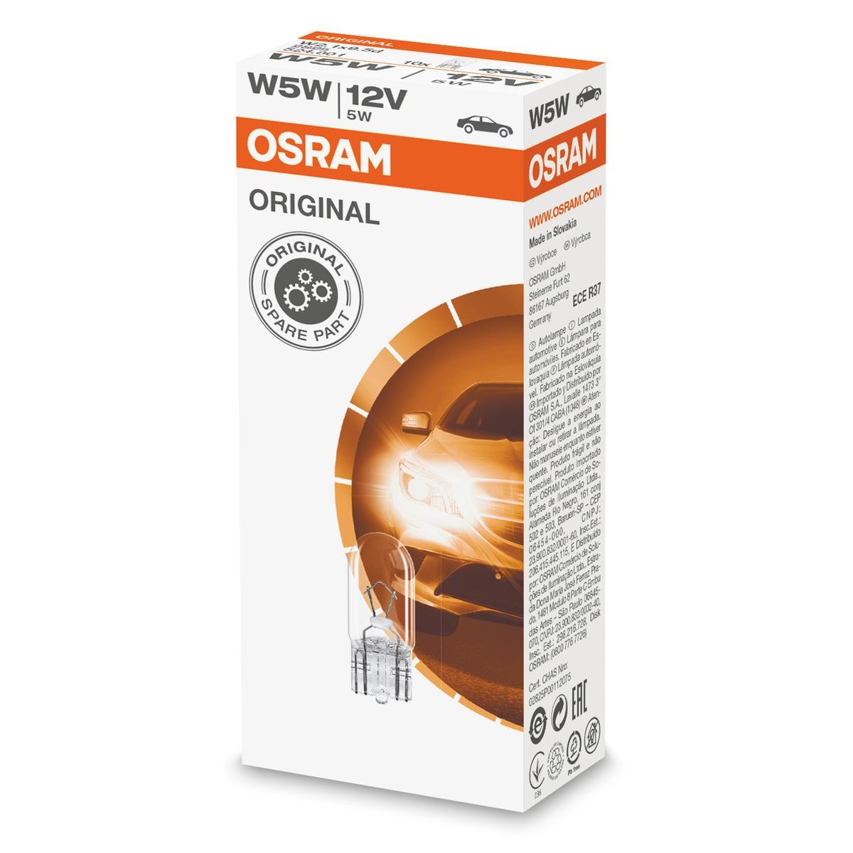 Original OSRAM W5W Indicator bulb 2825 for DAIHATSU APPLAUSE