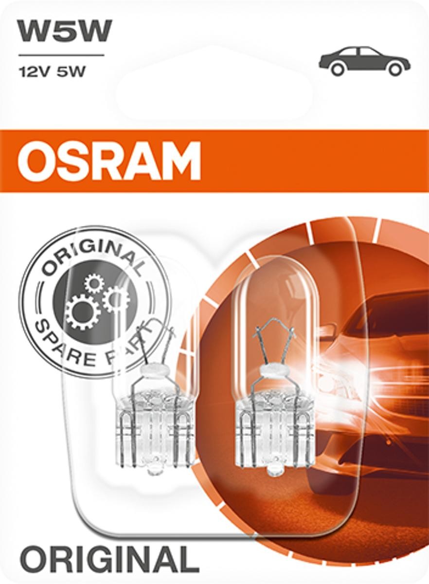 Osram ULTRA LIFE W5W Halogen, Kennzeichen-Positionslicht, 2825ULT-02B, 12V  PKW, Doppelblister (2 Stück), Weiß