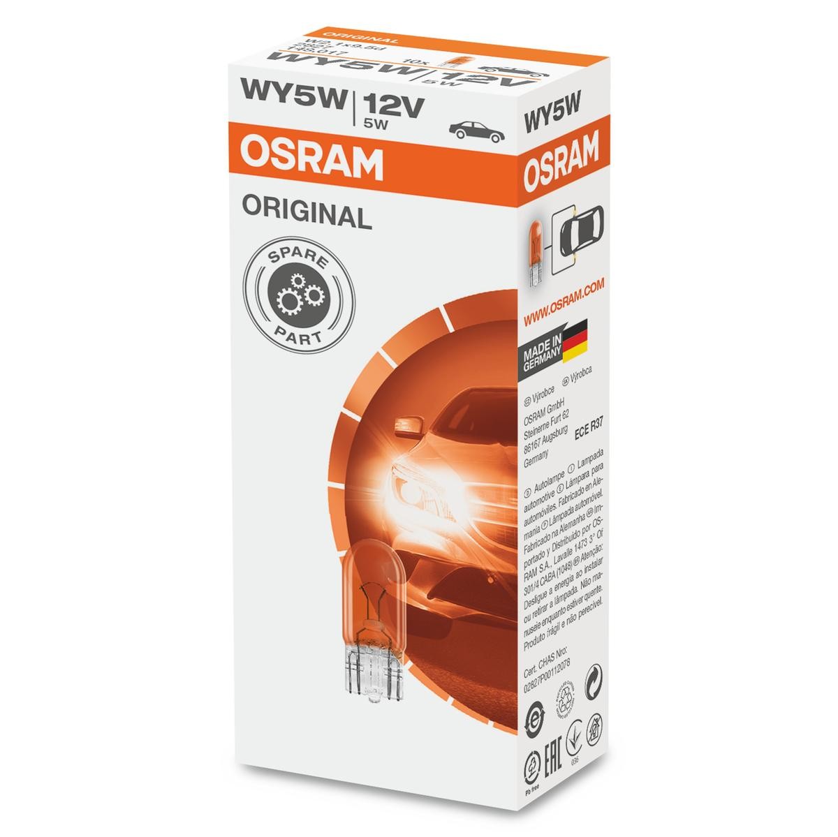 Buy Bulb, indicator OSRAM 2827 - Lighting parts PEUGEOT 107 online