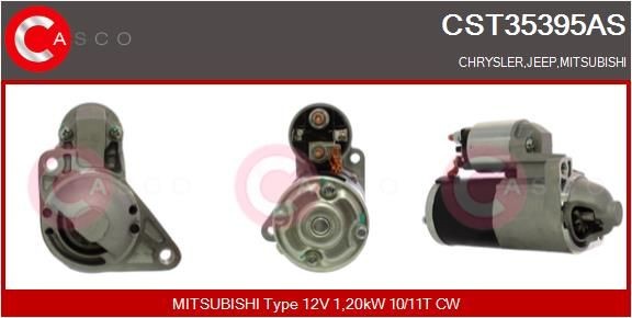 CST35395AS CASCO Starter JEEP 12V, 1,20kW, Number of Teeth: 10, 11, CPS0049, M8, Ø 70 mm