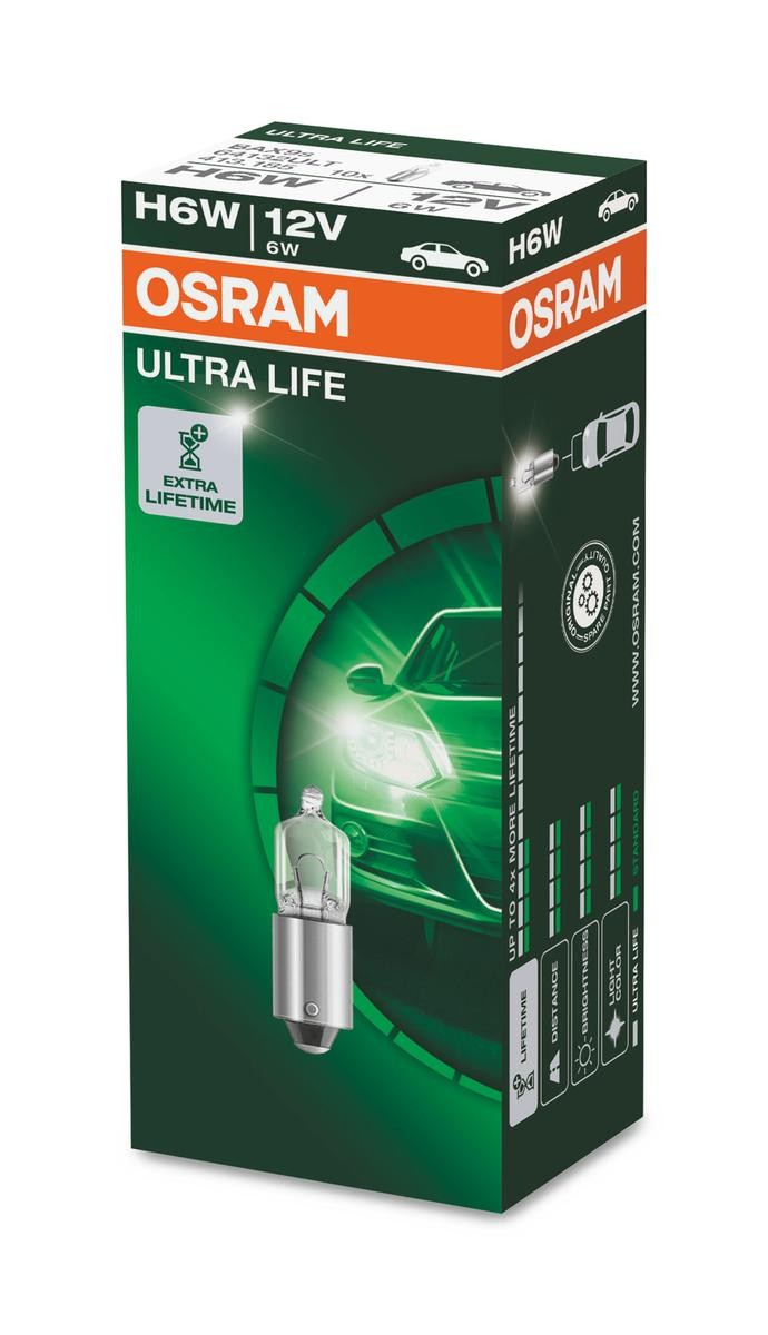 Osram H6W 64132 6W 12V BAX9s Parking Light Headlight Pilot Lamp - 1 Bulb