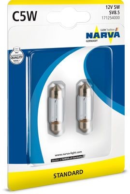 NARVA 171254000 Bulb, licence plate light 12V 5W, C5W, SV8.5