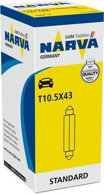 NARVA 173143000 Bulb, licence plate light 12V 10W, Festoon lamp T10,5x43, SV8.5