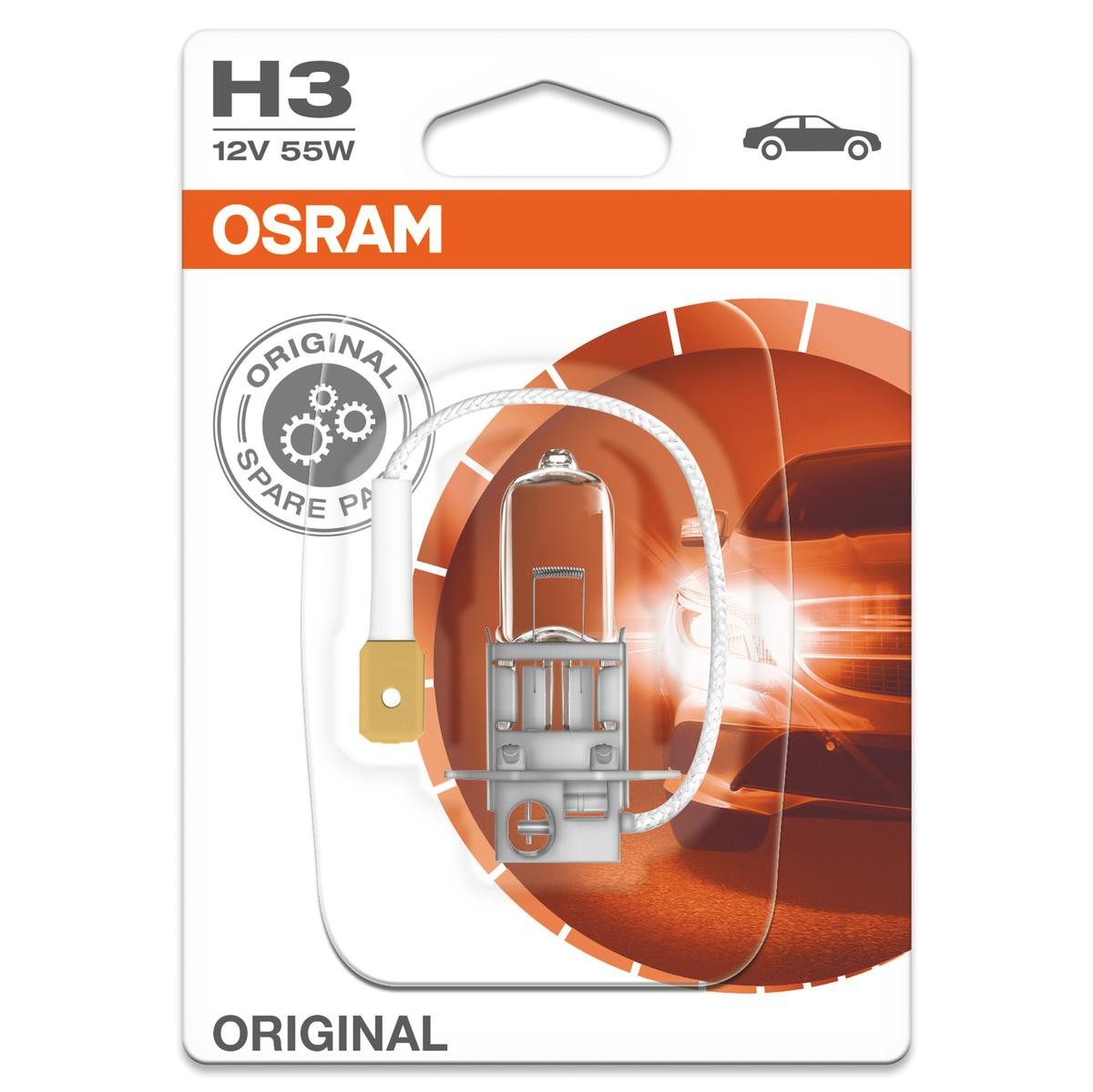 OSRAM ORIGINAL LINE 64151-01B Bulb, spotlight H3 12V 55W PK22s, 3200K, Halogen