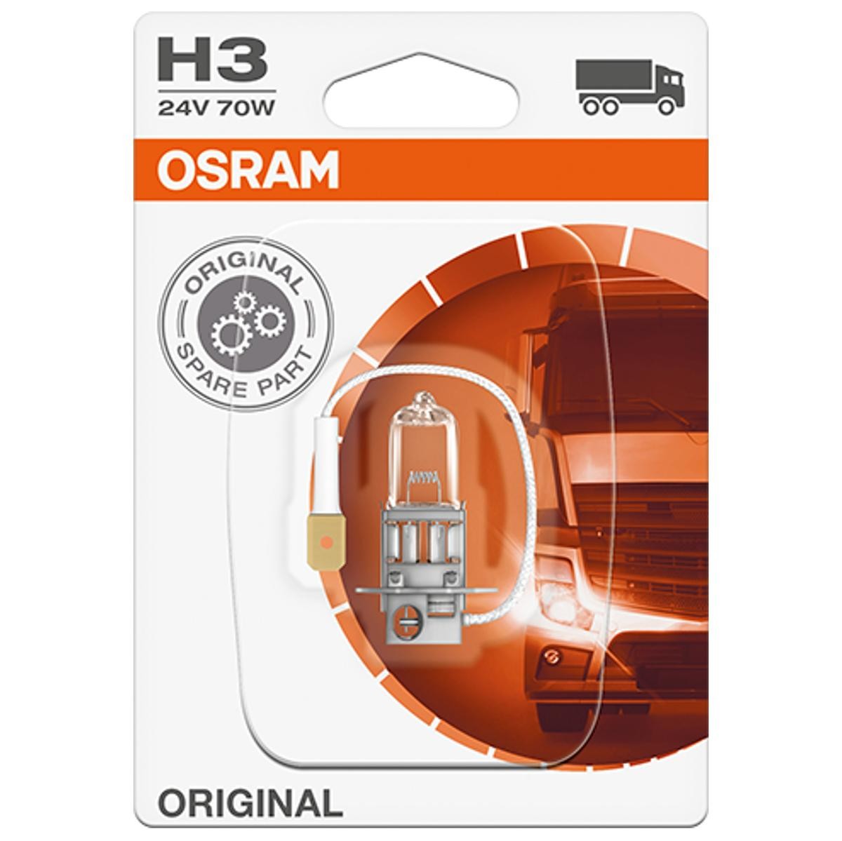 Comprare H3 OSRAM ORIGINAL H3 24V 70W3200K Alogeno Lampadina, Faro di profondità 64156-01B poco costoso