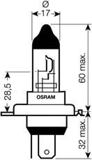 GILERA DNA Abblendlicht-Glühlampe PX43t, 12V, 35/35W OSRAM 64185SVS
