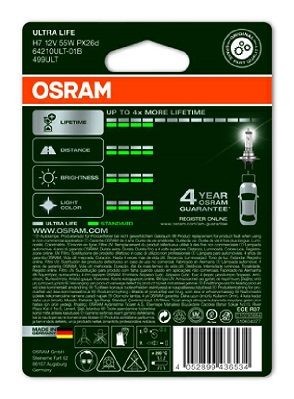 64210ULT-01B OSRAM ULTRA LIFE H7 12V 55W 3200K Halogen Glühlampe