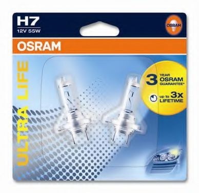 OSRAM ULTRA LIFE 64210ULT-02B Bulb, spotlight H7 12V 55W PX26d, 3200K, Halogen