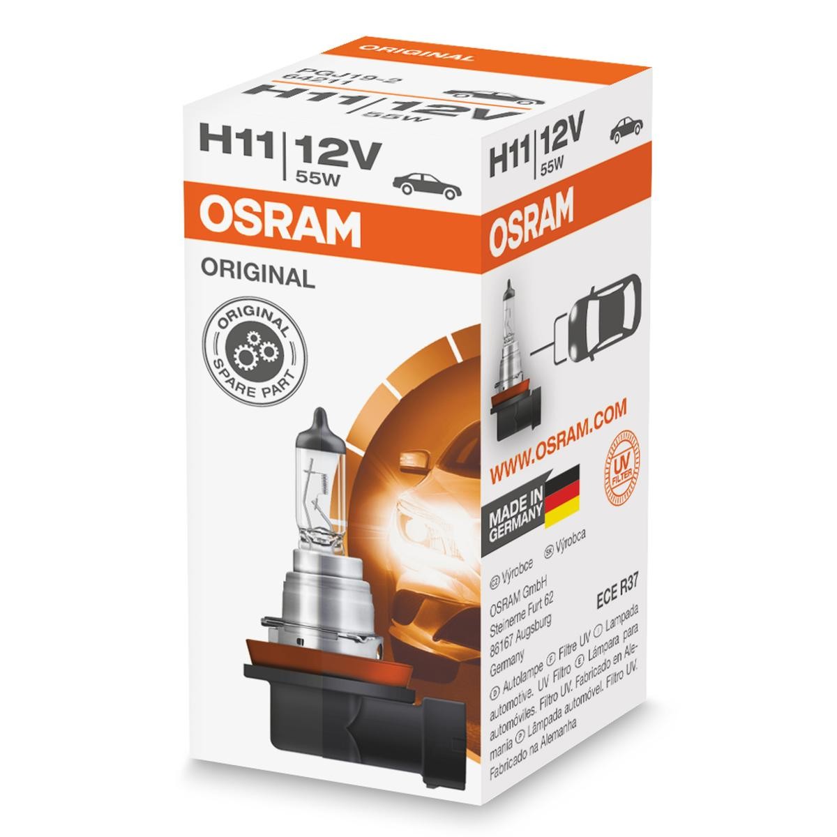 Achat de H11 OSRAM ORIGINAL H11 12V 55W PGJ19-2 3200K Halogène Ampoule, projecteur longue portée 64211 bon marché