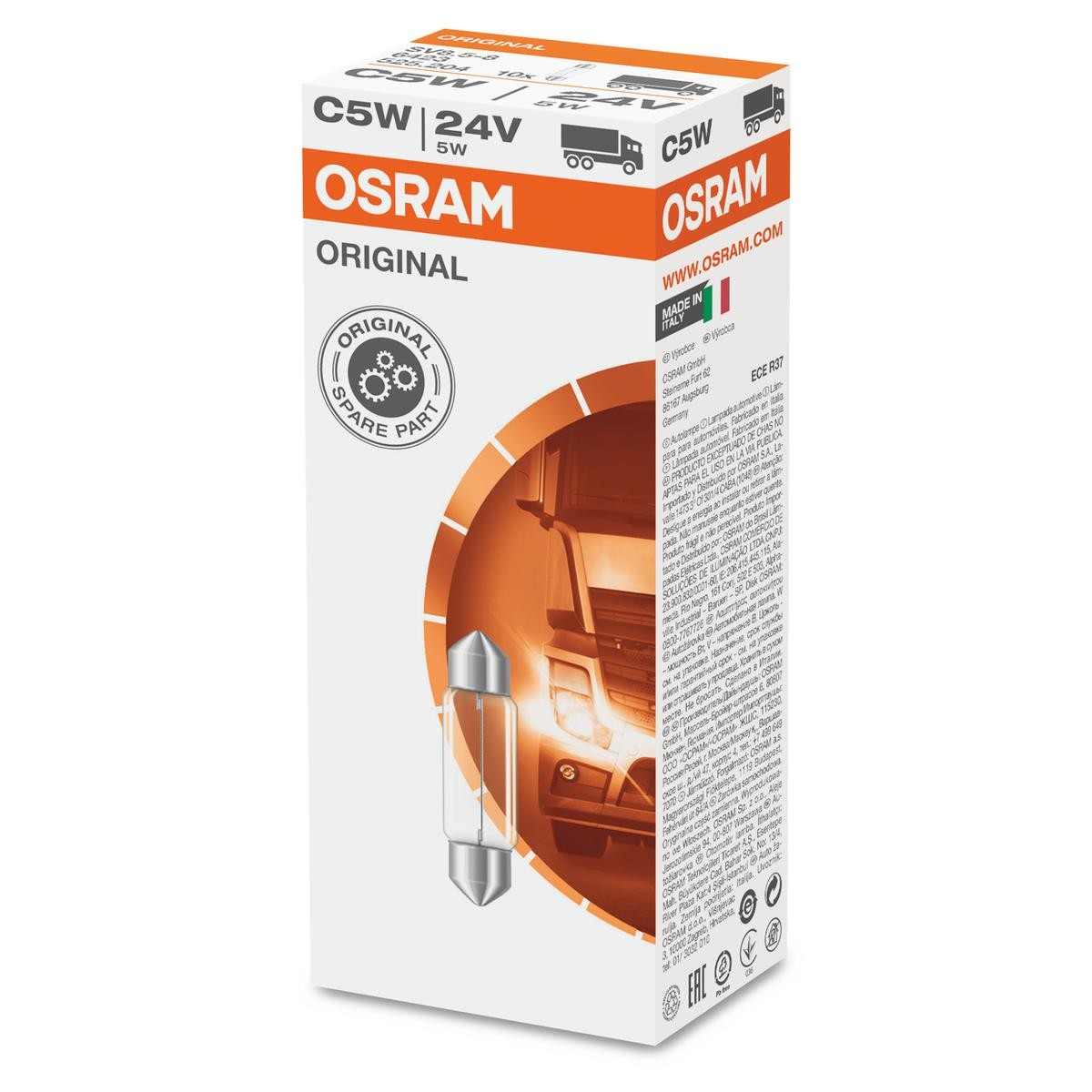 6423 OSRAM Number plate light bulb PEUGEOT 24V 5W, C5W, SV8.5-8