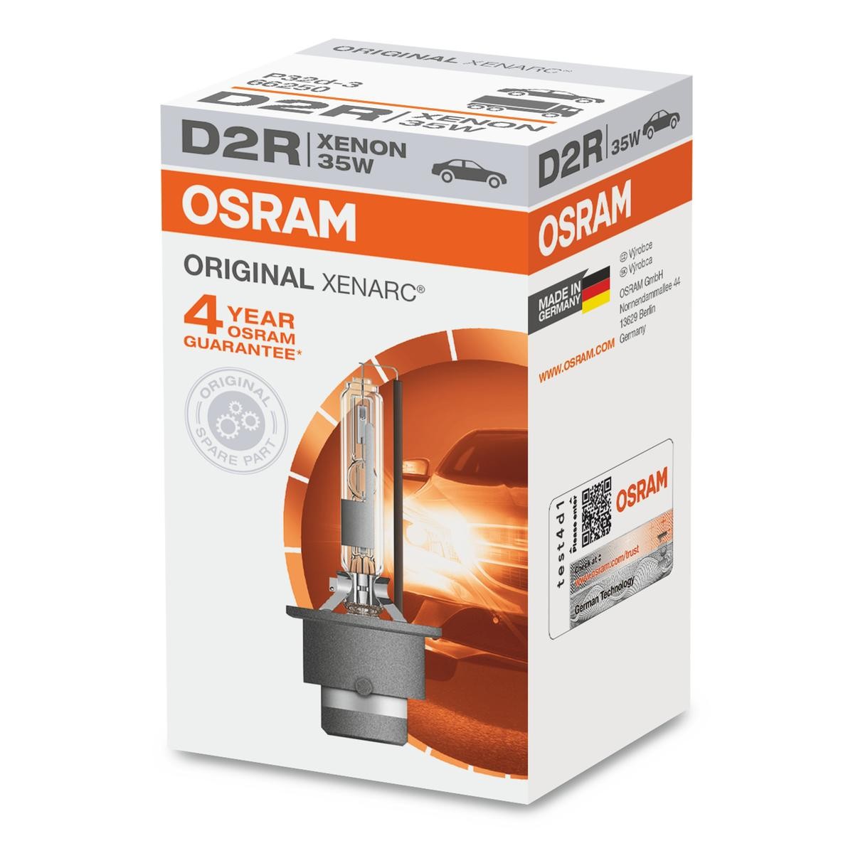 Headlight bulb OSRAM XENARC ORIGINAL D2R 85V 35W P32d-3, 4500K, Xenon - 66250