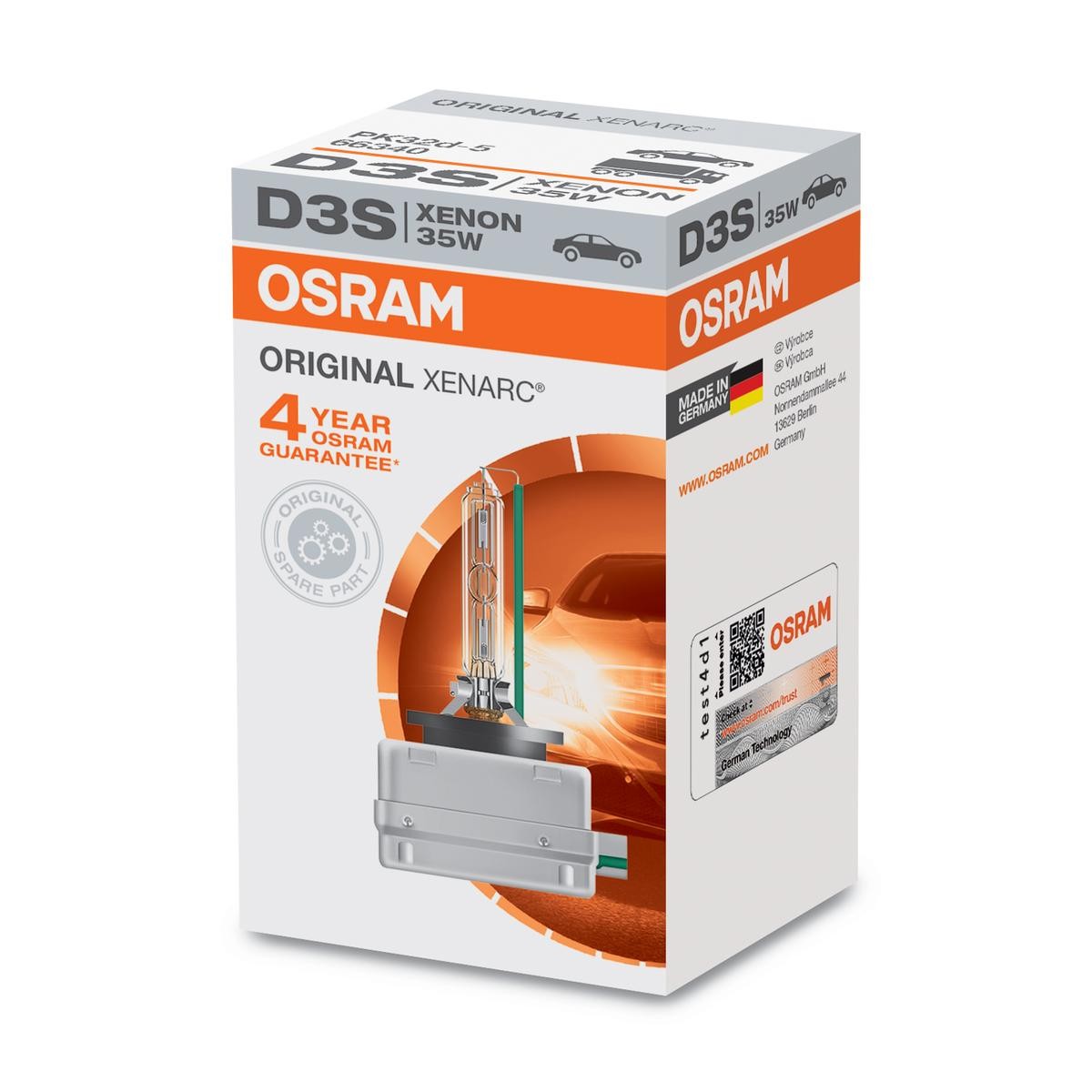 OSRAM XENARC ORIGINAL 66340 Крушка на фар за дълги светлини D3S 42волт 35ват4100K ксенон
