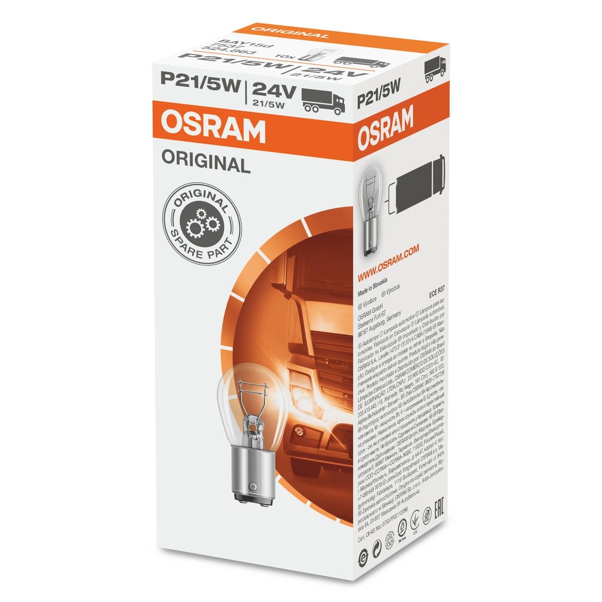 P21/5W OSRAM ORIGINAL LINE 24V 21/5W, P21/5W Bulb, indicator 7537 buy