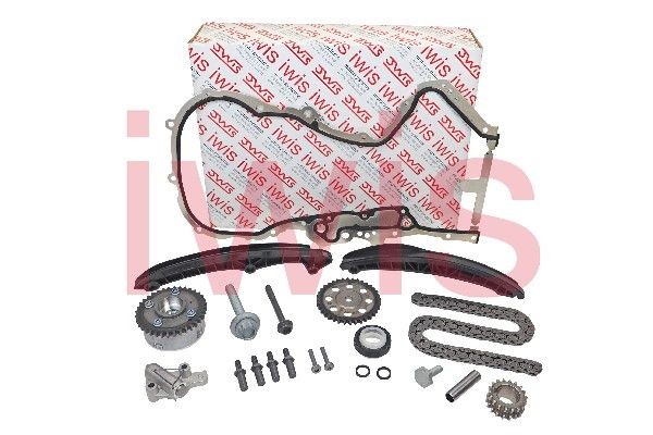 Timing chain AIC with slide rails, with chain tensioner, with camshaft adjuster, with camshaft gear, with crankshaft gear, with sleeve, with crankshaft seal, with control housing gasket, with bolts/screws, Silent Chain, Closed chain - 59767Set