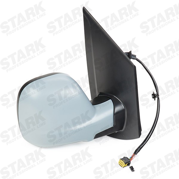 STARK SKOM-1041272 Door mirror Right, primed, Complete Mirror, Convex, for electric mirror adjustment, Electronically foldable, Heatable, with thermo sensor, Prepared for blind spot warning device