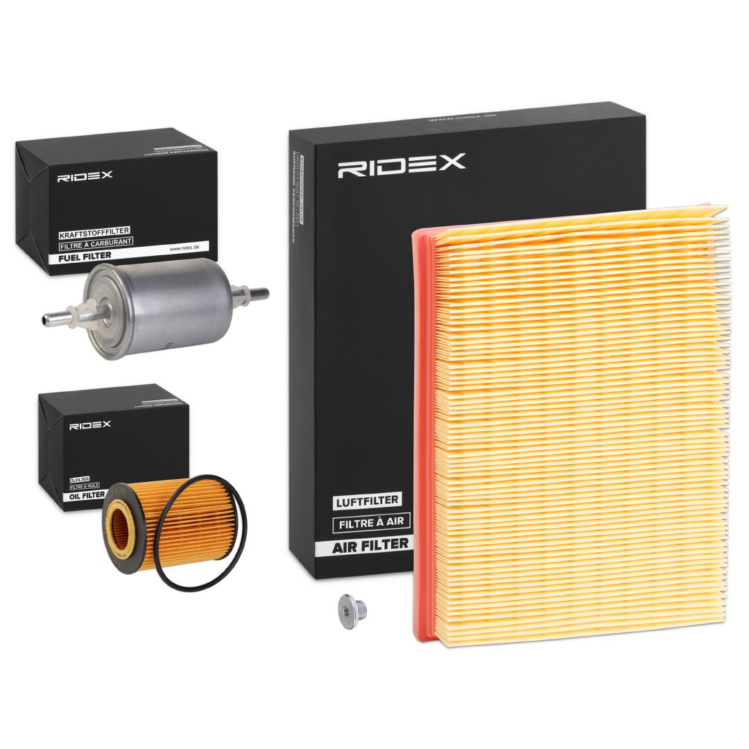 RIDEX 4055F9809 Filter kit with air filter, with oil drain plug, Filter Insert, four-piece