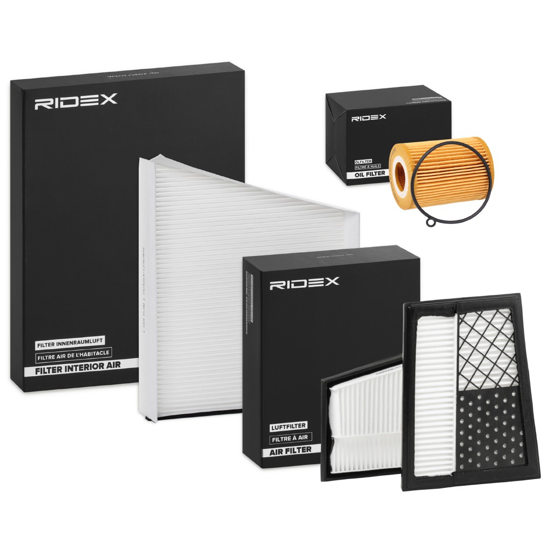 RIDEX 4055F20011 originali MERCEDES-BENZ Classe E 2014 Kit tagliando filtri