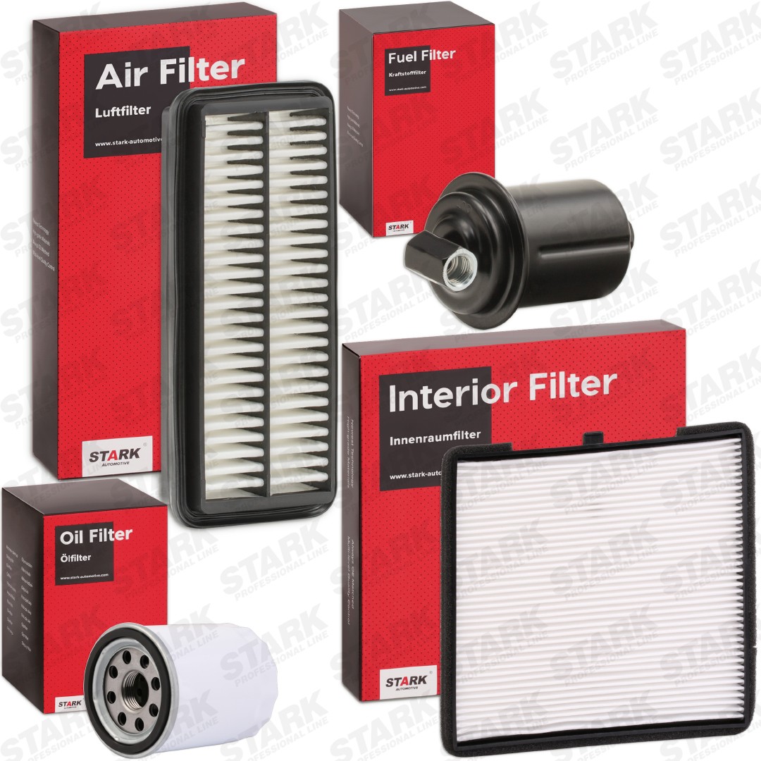 STARK with air filter, without oil drain plug, Spin-on Filter, Pollen Filter, In-Line Filter, four-piece Filter set SKFS-188105896 buy